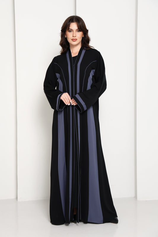 Elegant Two-Tone Contrast Abaya with headscarf
