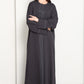 Charcoal Grey  Abaya with Vertical Contrast Stitch Panel