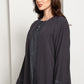 Charcoal Grey  Abaya with Vertical Contrast Stitch Panel