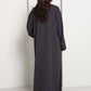 Charcoal Grey  Abaya with Vertical Contrast Stitch Panel