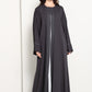 Charcoal Grey  Abaya with Vertical Contrast Stitch Panel