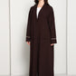 Dark Chocolate Blazer-Style Abaya I Open Front  Abaya with Lapel Collar, Pockets & Piping Cuffs