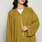 Olive Mustard Open Abaya with Subtle Stud Embellishment