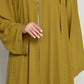 Olive Mustard Open Abaya with Subtle Stud Embellishment