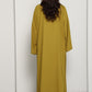 Olive Mustard Open Abaya with Subtle Stud Embellishment
