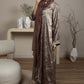 Front Open Double Shade Brown Silk Abaya