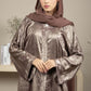 Front Open Double Shade Brown Silk Abaya