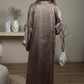 Front Open Double Shade Brown Silk Abaya