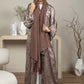 Front Open Double Shade Brown Silk Abaya