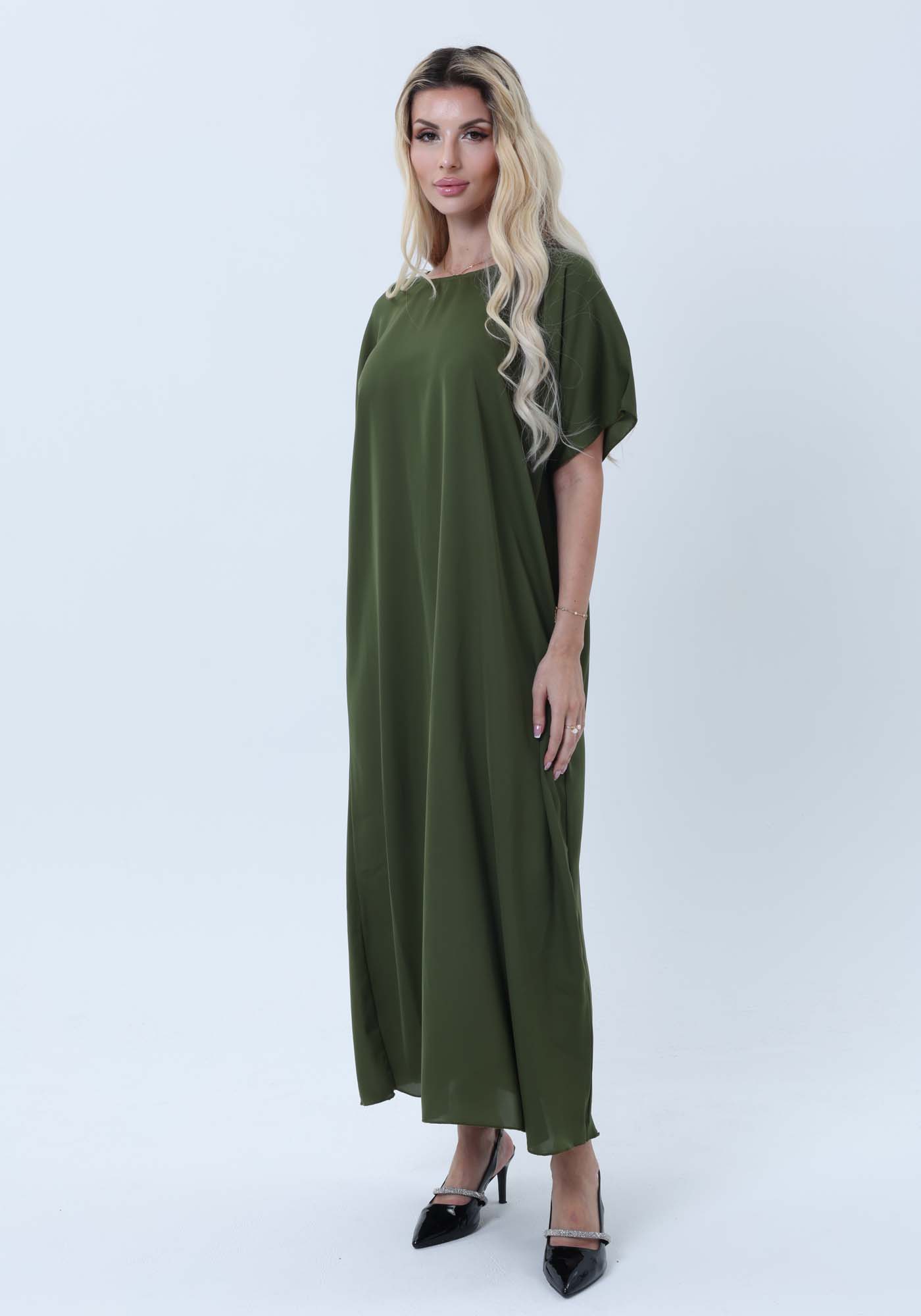 Green Nida Fabric Inner Slip Dress for Abaya – Soft Underdress