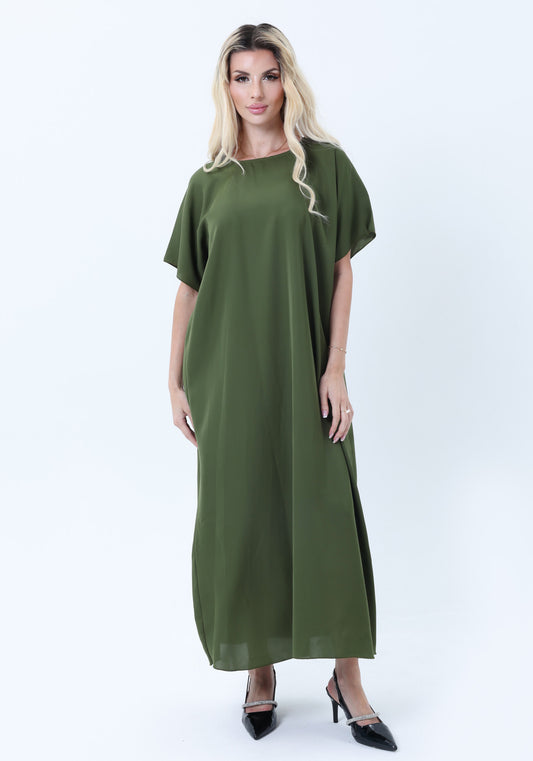 Green Nida Fabric Inner Slip Dress for Abaya – Soft Underdress