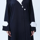 Navy & White Contrast Collar Professional Abaya with Headscarf