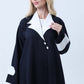 Navy & White Contrast Collar Professional Abaya with Headscarf