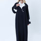 Navy & White Contrast Collar Professional Abaya with Headscarf