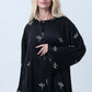 Black Silk Abaya with Silver Embroidered Motifs & Matching Headscarf
