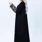 Black Abaya with Ornate Silver Sequined Sleeve Embellishments