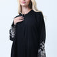 Black Abaya with Ornate Silver Sequined Sleeve Embellishments