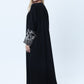 Black Abaya with Ornate Silver Sequined Sleeve Embellishments
