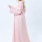 Pink Abaya with Ornate Silver Sequined Sleeve Embellishments