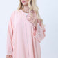 Pink Abaya with Ornate Silver Sequined Sleeve Embellishments