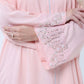 Pink Abaya with Ornate Silver Sequined Sleeve Embellishments