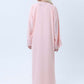 Pink Abaya with Ornate Silver Sequined Sleeve Embellishments