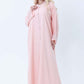 Pink Abaya with Ornate Silver Sequined Sleeve Embellishments