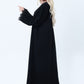 3-Piece Black  Abaya Set with Intricate Lace Detailing & Matching Headscarf