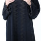 3-Piece Black  Abaya Set with Intricate Lace Detailing & Matching Headscarf