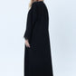 3-Piece Black  Abaya Set with Intricate Lace Detailing & Matching Headscarf