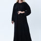 3-Piece Black  Abaya Set with Intricate Lace Detailing & Matching Headscarf