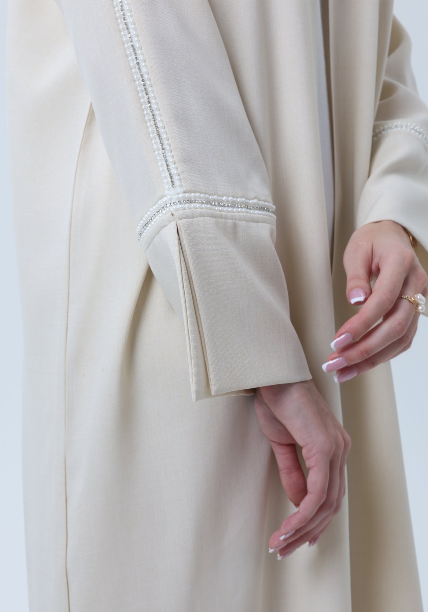 Melange Open Front Abaya with Slit Sleeves and Matching Headscarf