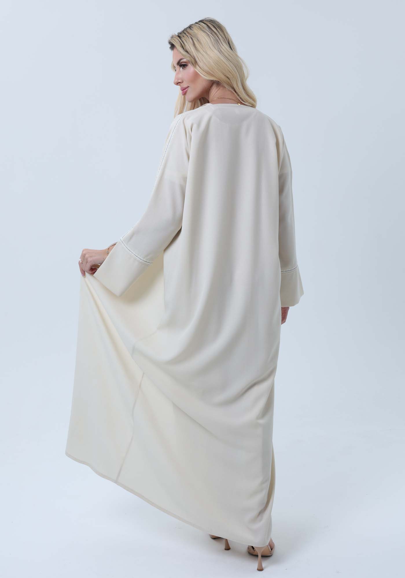 Melange Open Front Abaya with Slit Sleeves and Matching Headscarf