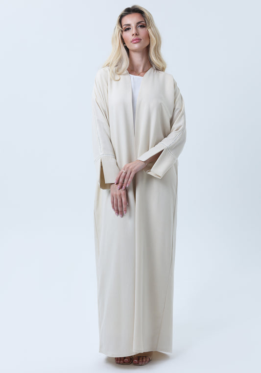 Melange Open Front Abaya with Slit Sleeves and Matching Headscarf