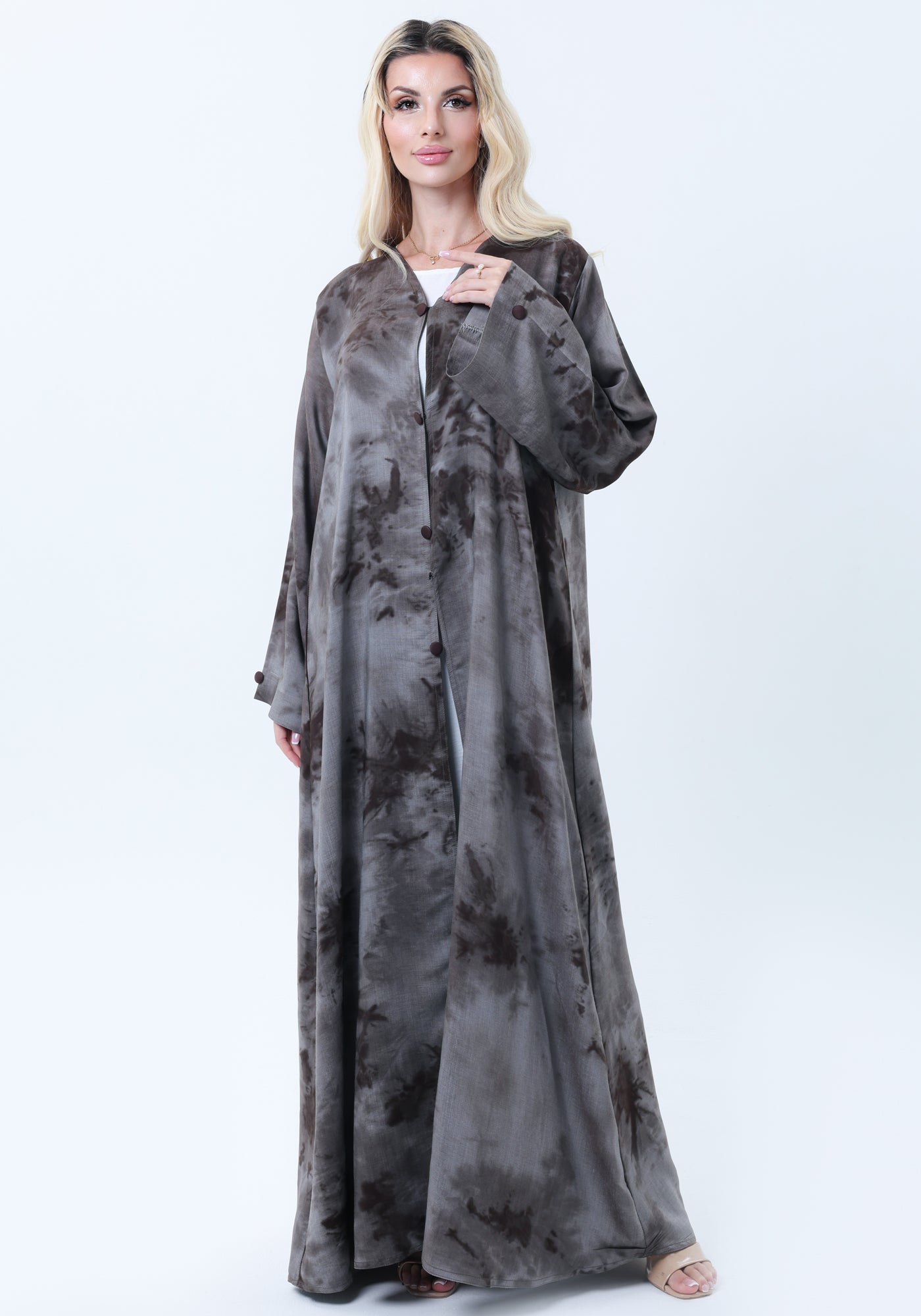 Premium Soft Jacquard Abaya with Self-Design & Matching Headscarf