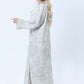 Premium Floral Print Abaya with Collar Detail - Elegant Cream & Gray with Headscarf