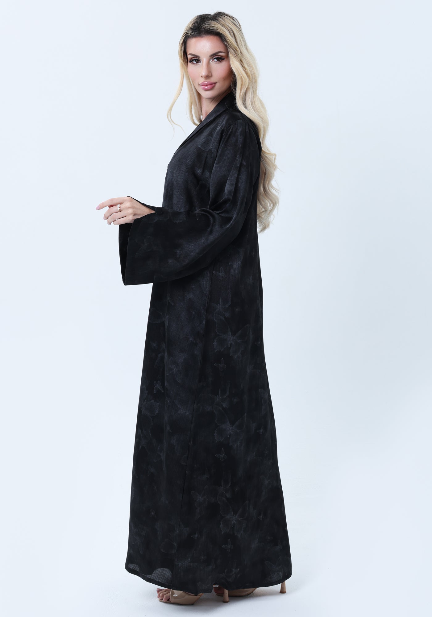 Black Premium Soft Fabric Abaya with Self-Design & Headscarf