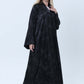 Black Premium Soft Fabric Abaya with Self-Design & Headscarf