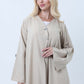 Light Beige Melange Abaya with Decorative Buttons and Matching Headscarf