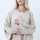 Light Beige Melange Abaya with Decorative Buttons and Matching Headscarf