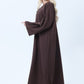 Brown Mélange Abaya with Decorative Buttons and Matching Headscarf