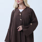 Brown Mélange Abaya with Decorative Buttons and Matching Headscarf