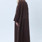 Brown Mélange Abaya with Decorative Buttons and Matching Headscarf