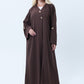 Brown Mélange Abaya with Decorative Buttons and Matching Headscarf