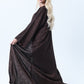 Brown Silk Floral Abaya with Rhinestones and Matching Sheila