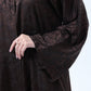 Brown Silk Floral Abaya with Rhinestones and Matching Sheila