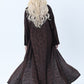 Brown Silk Floral Abaya with Rhinestones and Matching Sheila