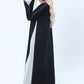 Two-Tone Colorblock  Melange Abaya with Contrast Piping and Slit Sleeves comes with Headscarf