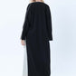 Two-Tone Colorblock  Melange Abaya with Contrast Piping and Slit Sleeves comes with Headscarf