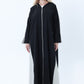 Two-Tone Colorblock  Melange Abaya with Contrast Piping and Slit Sleeves comes with Headscarf